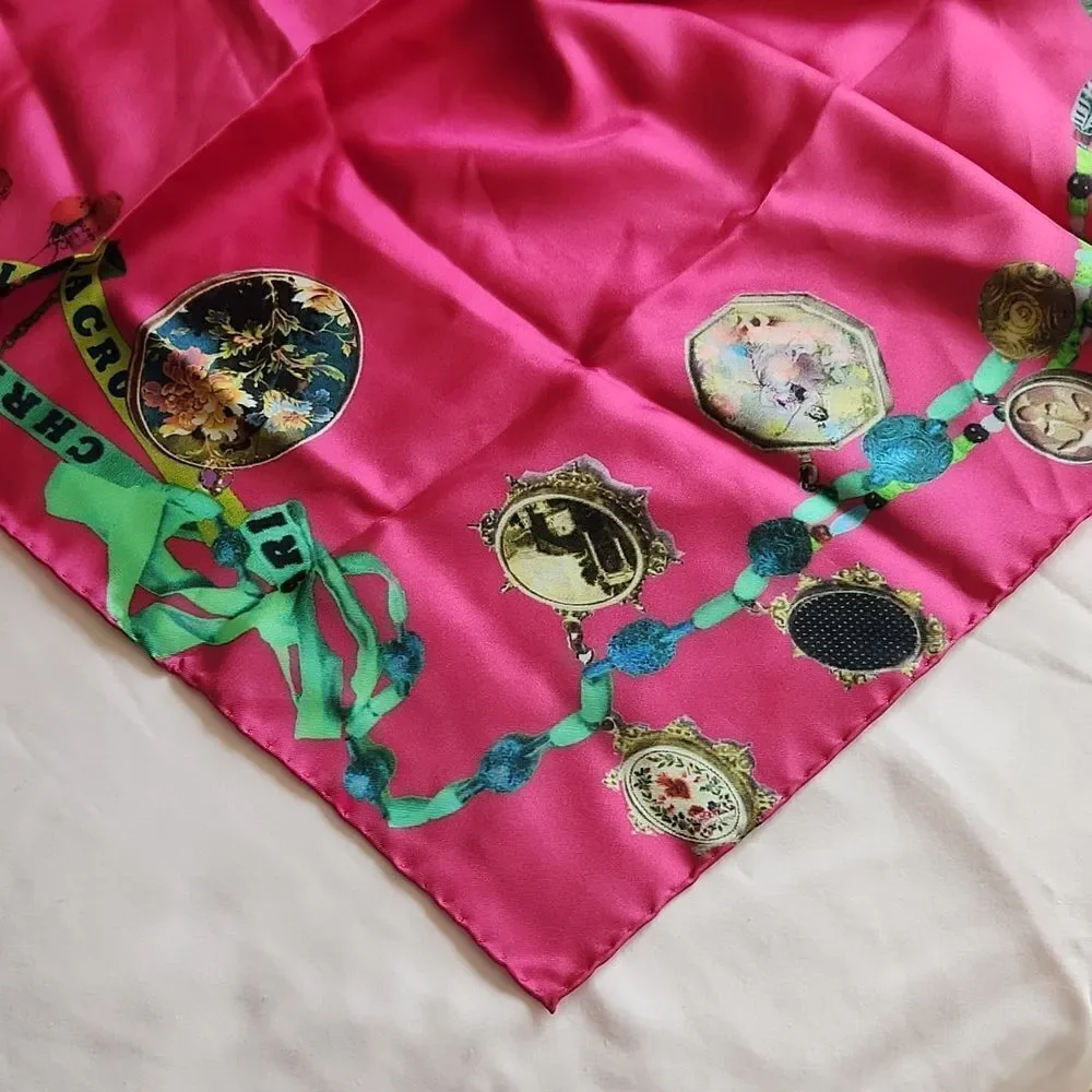 Christian Laqroix Fuschia square silk scarf